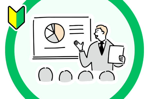 パソコンスクール人気ランキング第2位 Excelで作成したグラフを使ってプレゼンしている男性